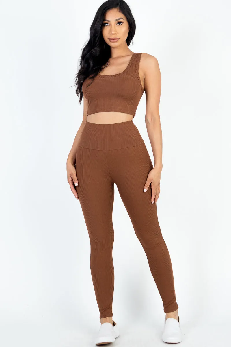 Ribbed Crop Top & Leggings Set (CAPELLA)