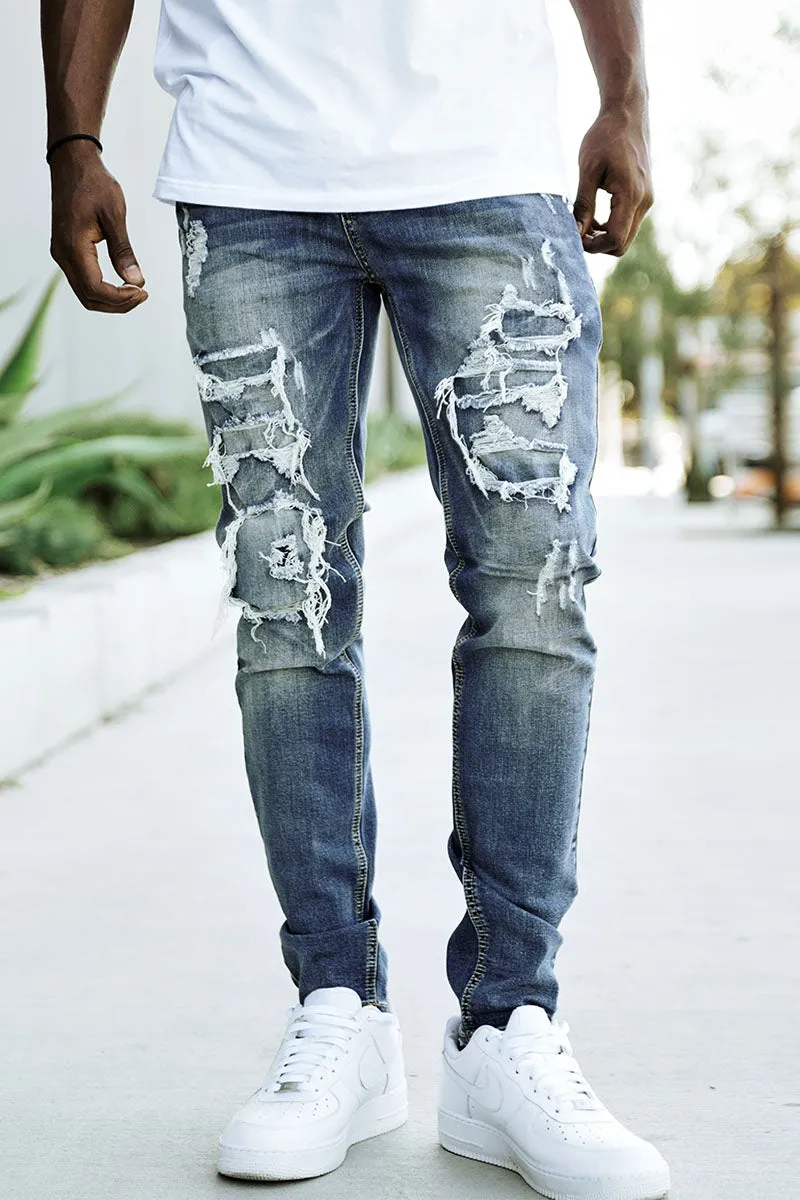 Rip & Repair Denim Jeans - Indigo