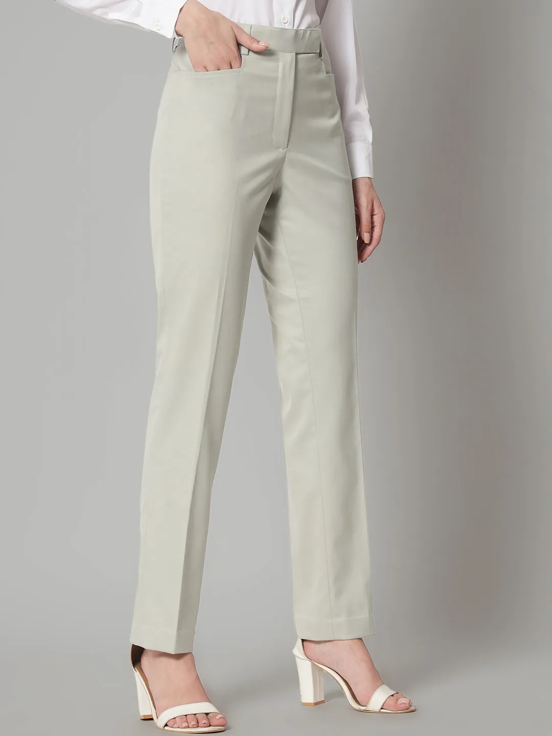 Sage Green Poly Cotton Formal Trouser