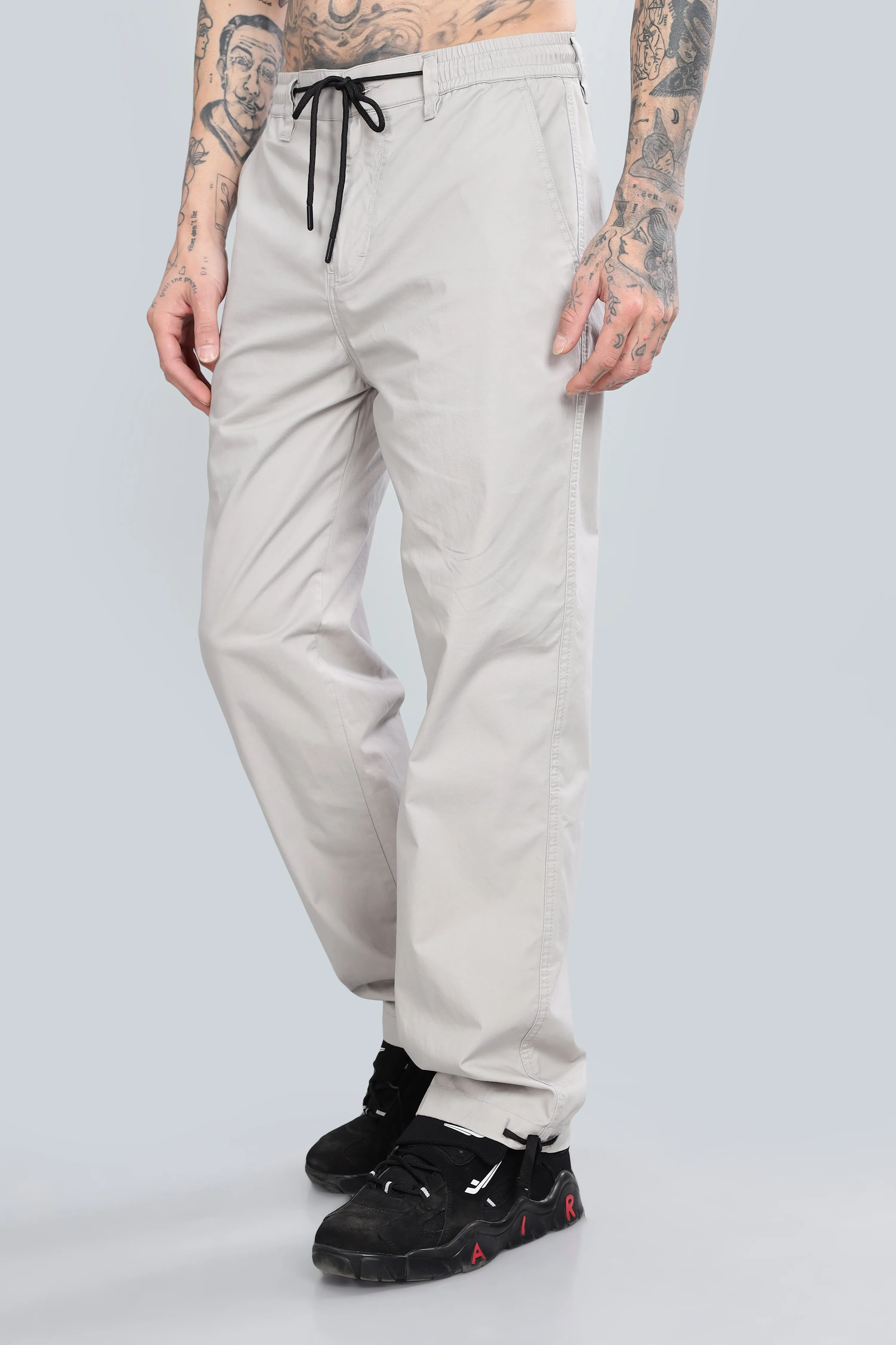 SAINTJONES LIGHT GREY STRAIGHT PANTS.