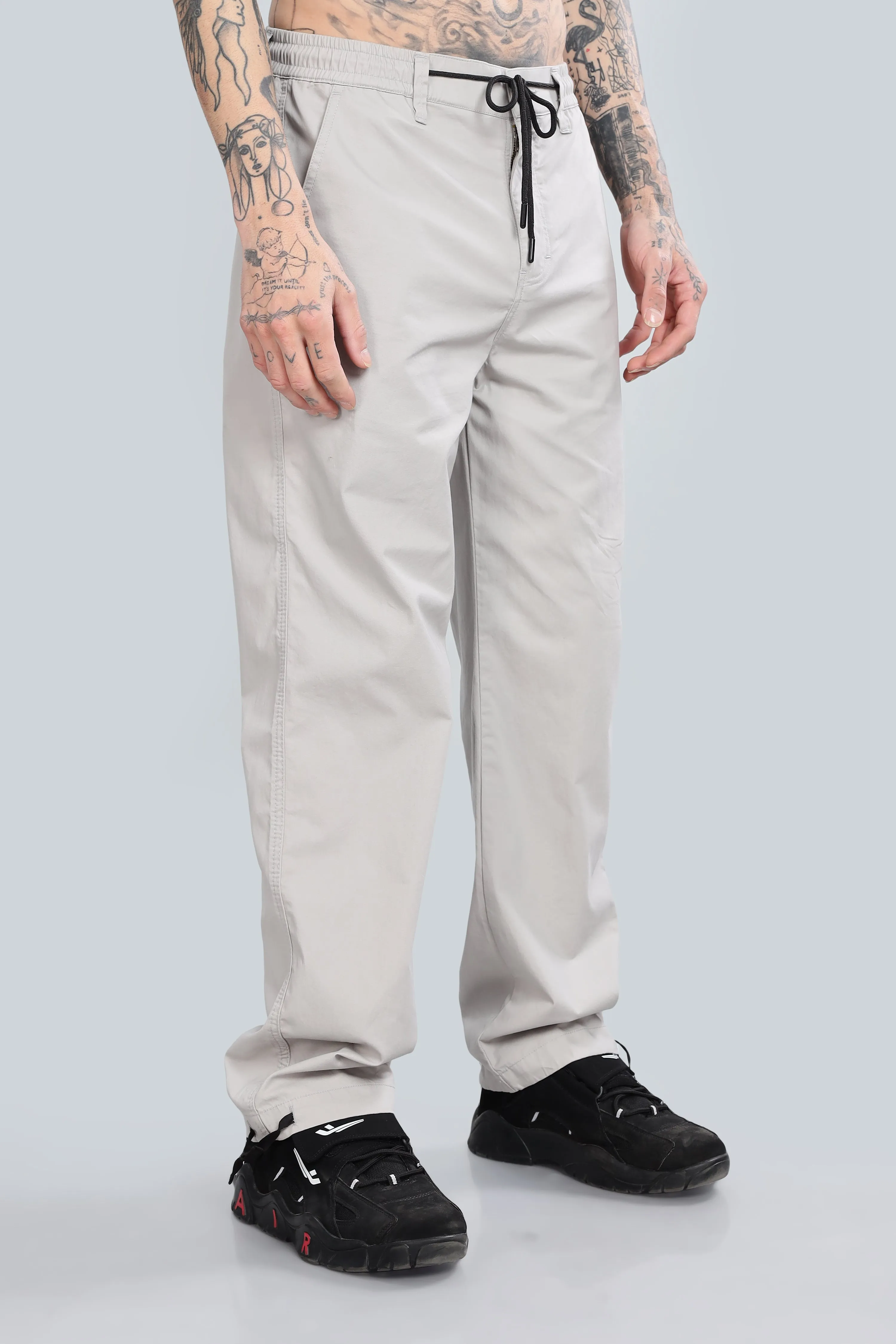 SAINTJONES LIGHT GREY STRAIGHT PANTS.