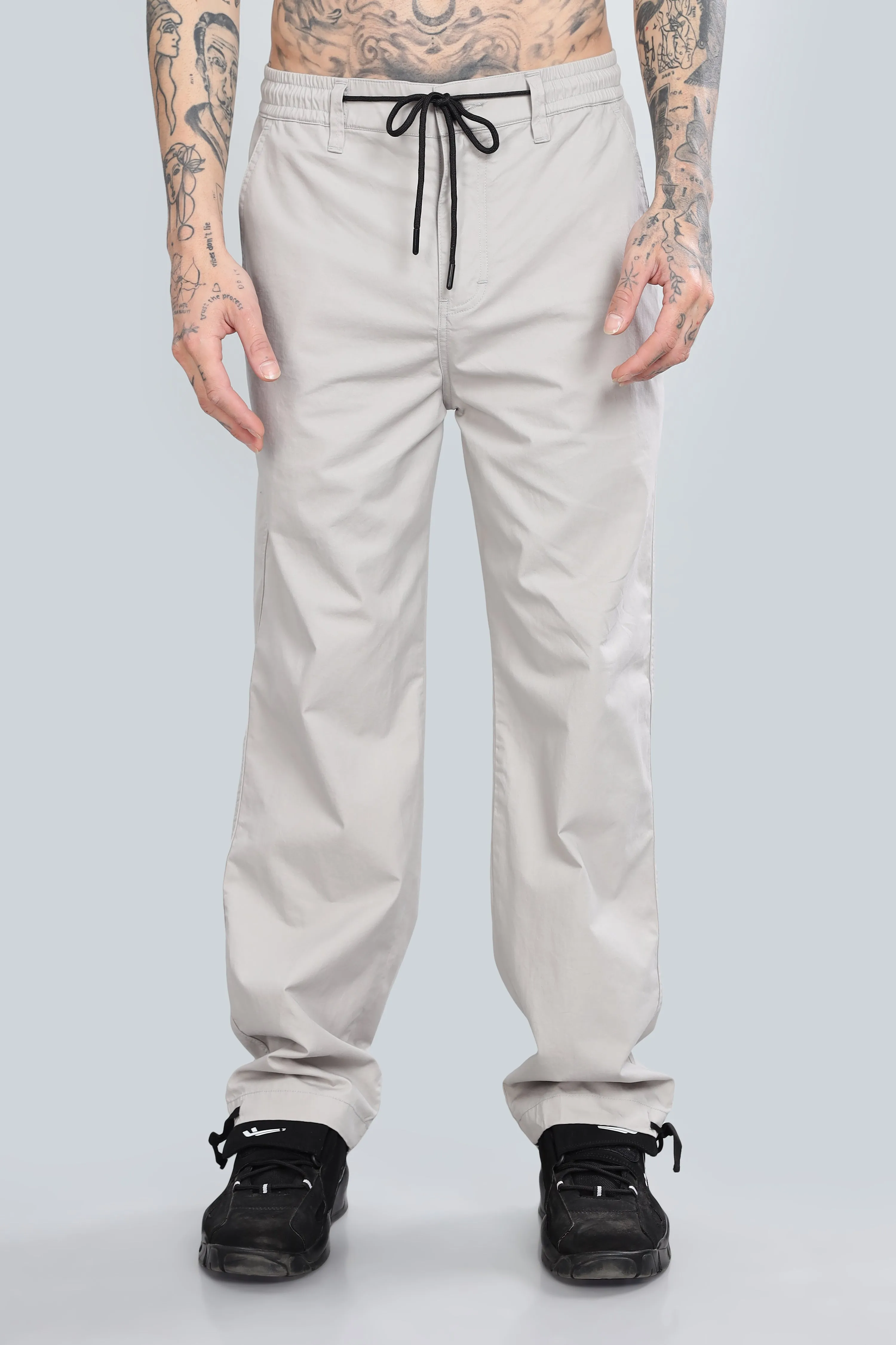 SAINTJONES LIGHT GREY STRAIGHT PANTS.