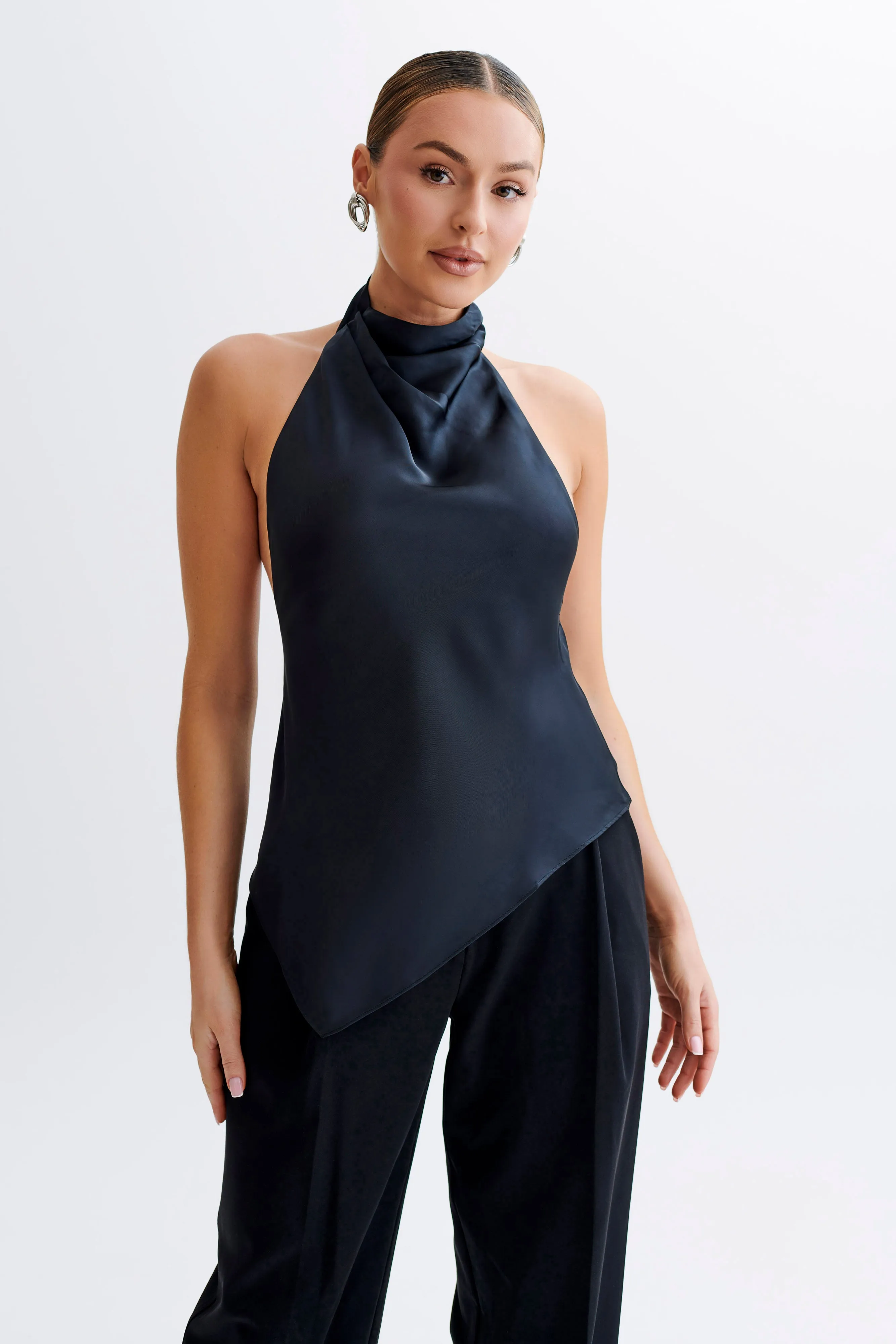 Seraphine Satin Halter Top - Black