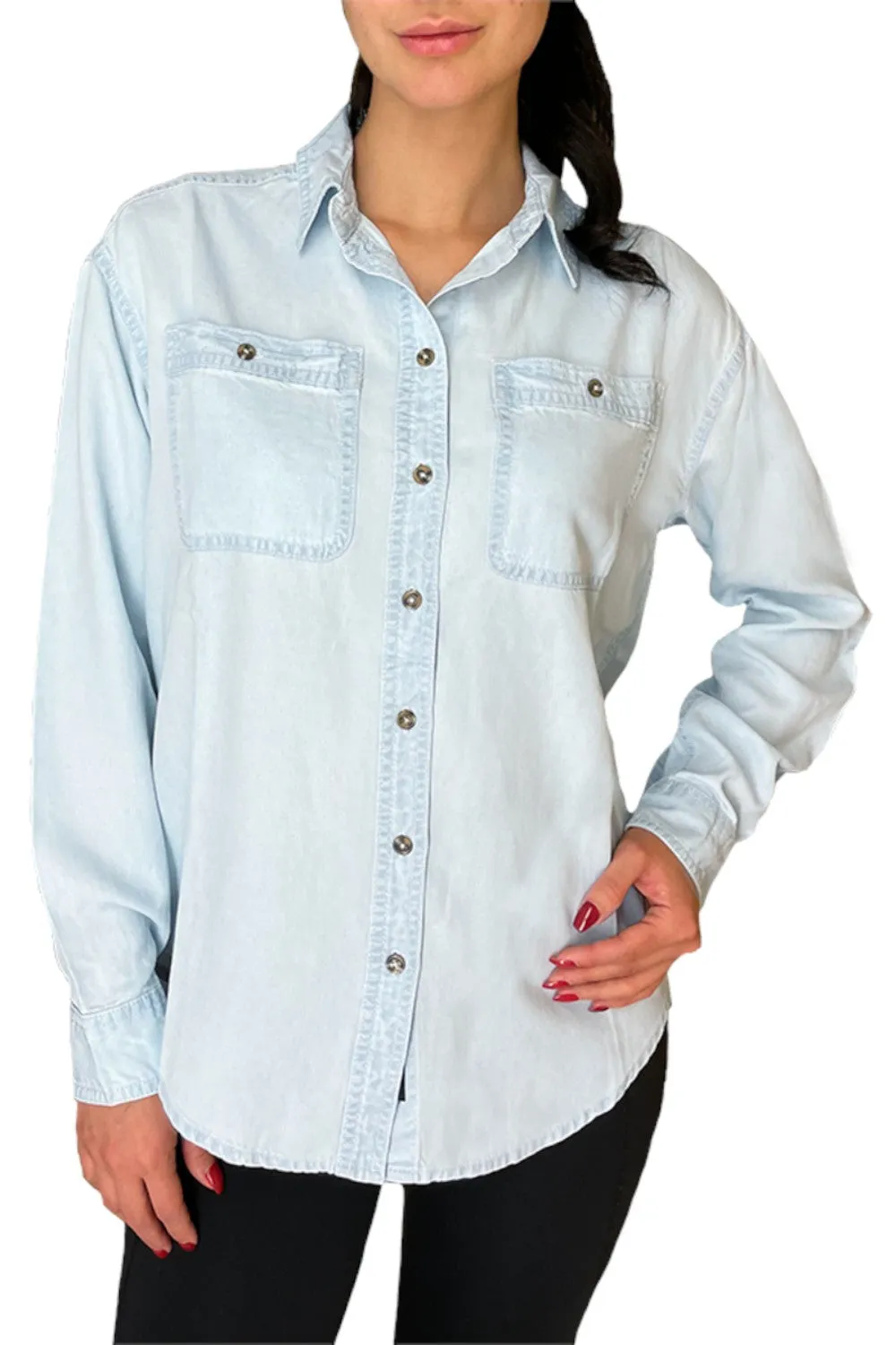 Silver Jeans Co. Lyocell Loose Fit Long Sleeve Shirt