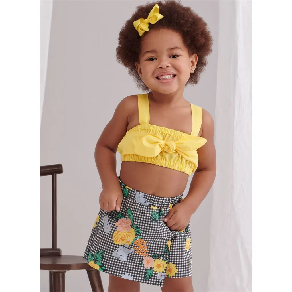 Simplicity Sewing Pattern S9797 Toddlers' Tops, Skort, Pants and Hat in Three Sizes