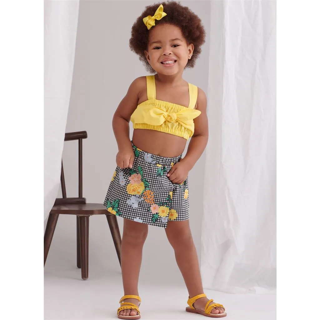 Simplicity Sewing Pattern S9797 Toddlers' Tops, Skort, Pants and Hat in Three Sizes