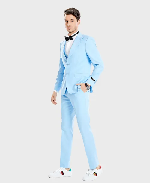 Sky Blue Slim Fit Wide Peak Lapel Suit