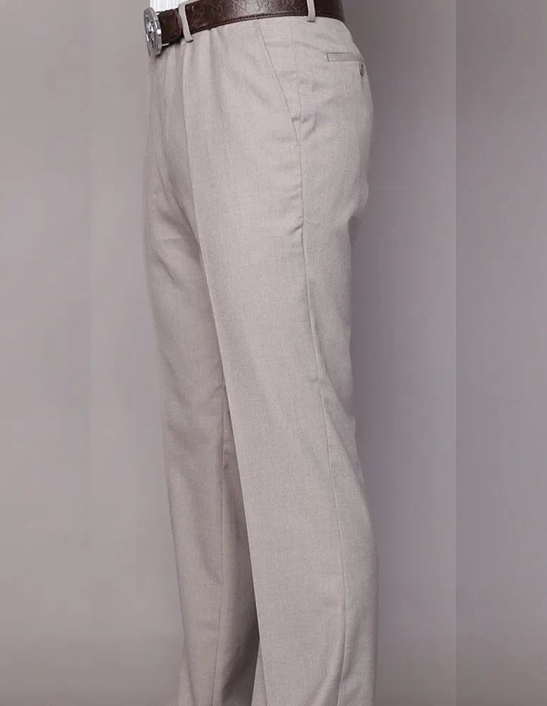 SLIM FIT FLAT FRONT DRESS PANTS, SUPER 150'S ITALIAN FABRIC | PA-200B-Sand