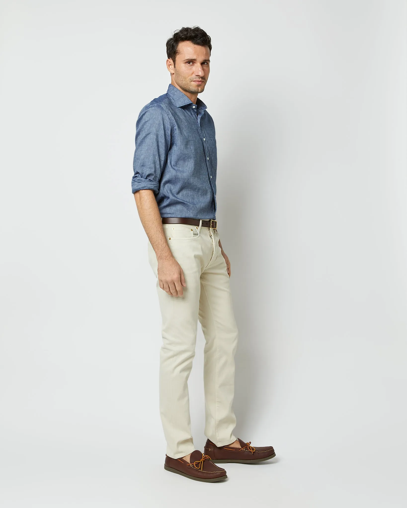 Slim Straight 5-Pocket Pant in Stone Bedford Cord