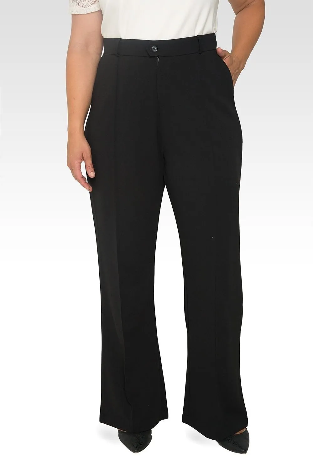 Standard & Practices Curvy Pintuck Stretch Crepe Wide Leg Trouser. Fall Clearance!