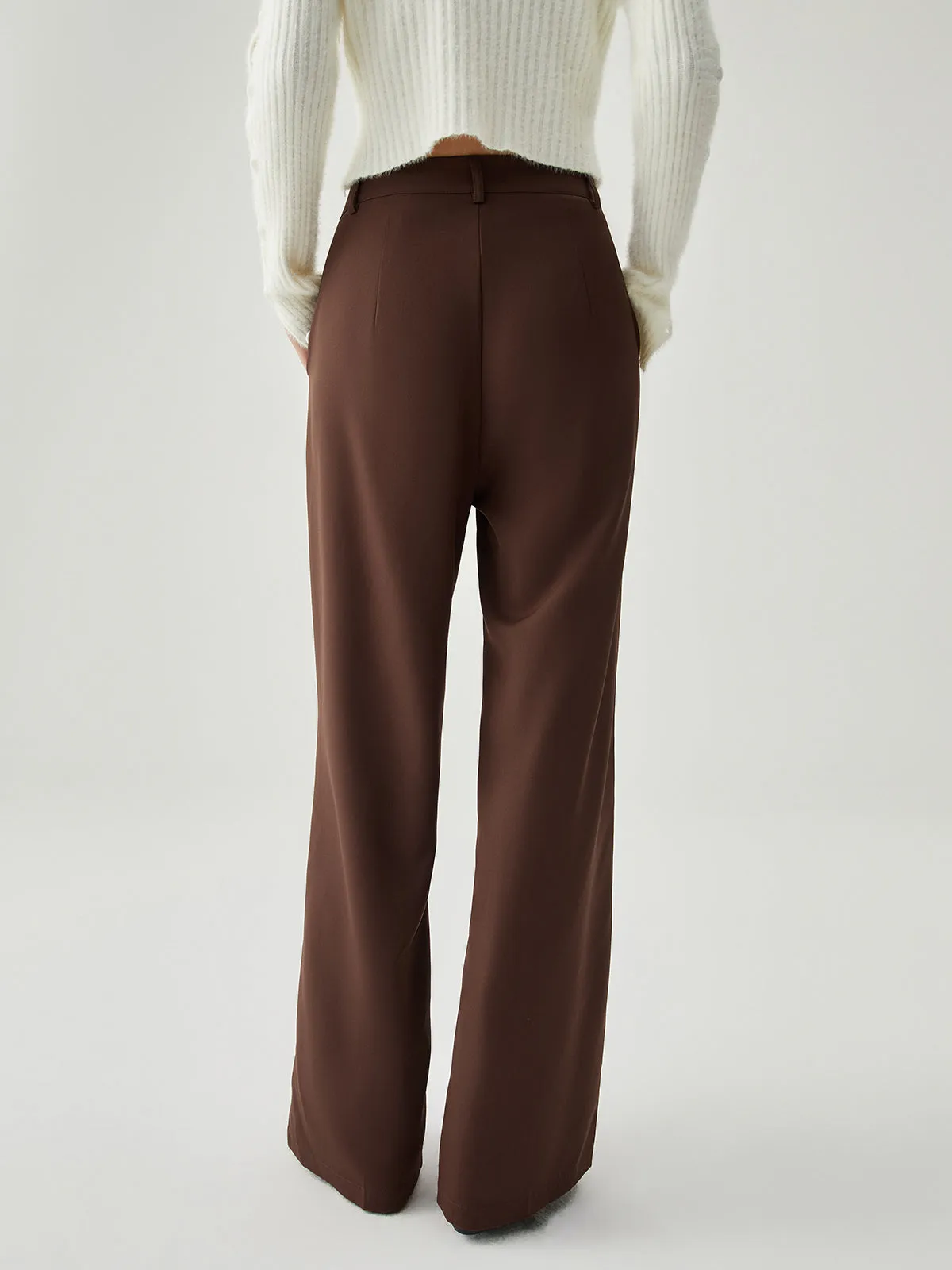 Straight Leg Graceful Pleated Dress Pants