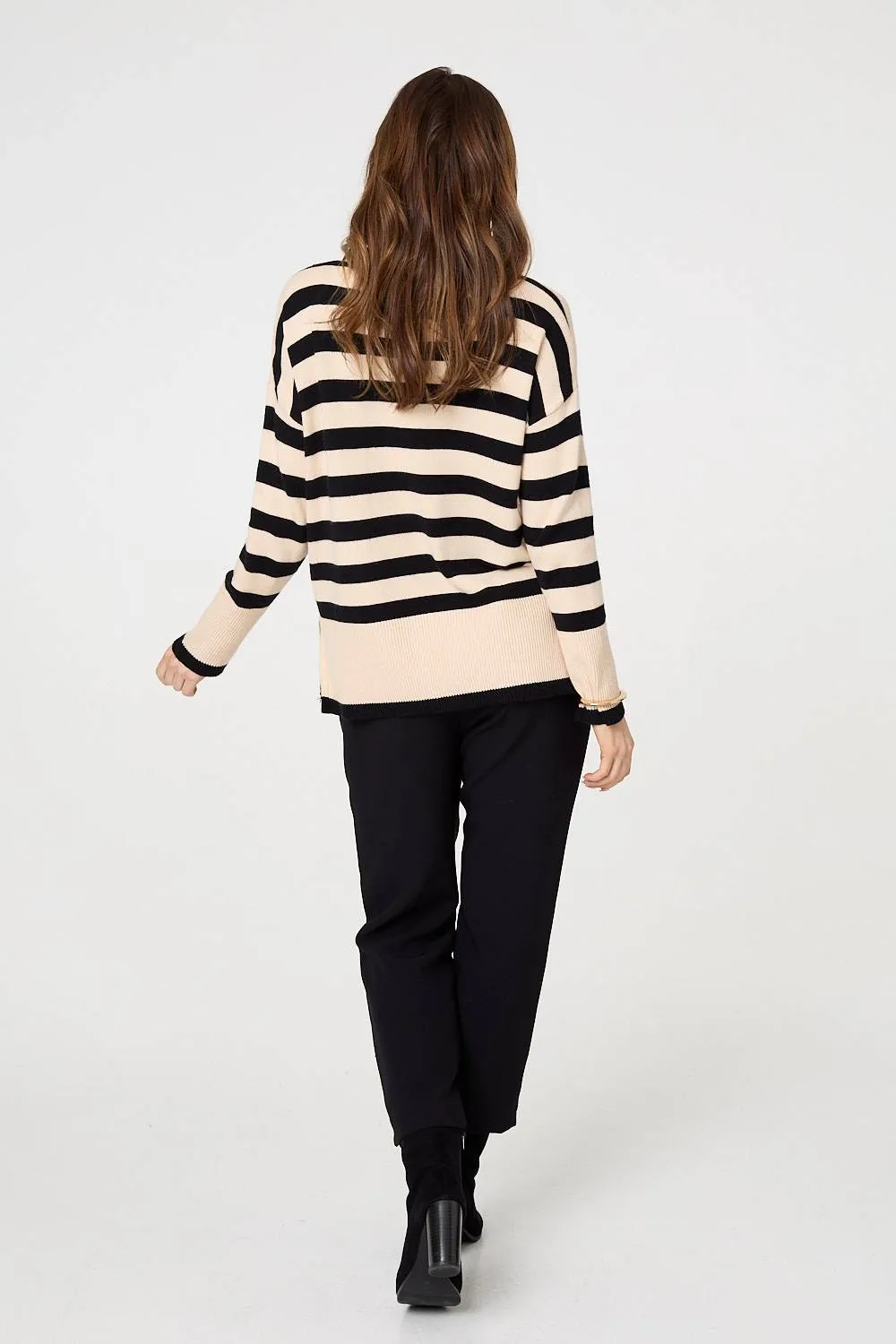 Striped Relaxed Roll Neck Jumper