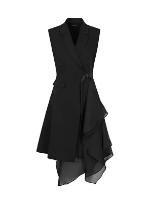 Suit Collar Irregular Hem Long Vest