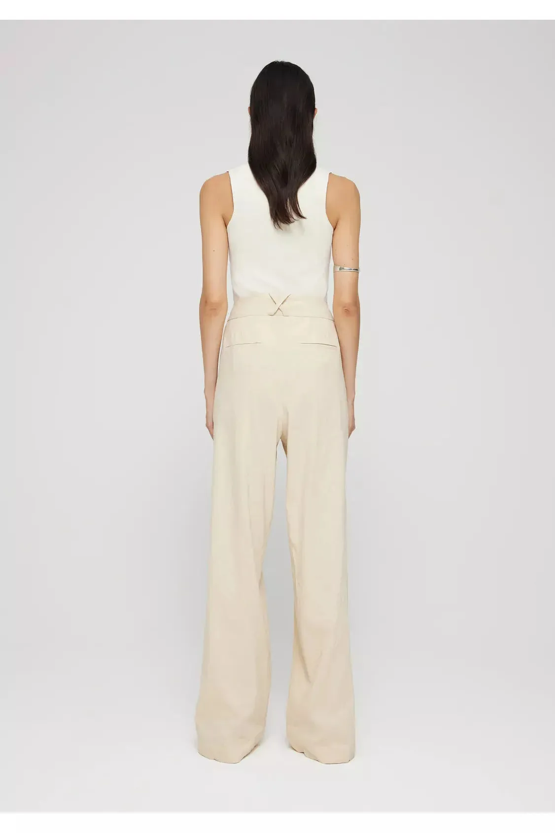 Tailored Linen-Blend Trousers - Cream