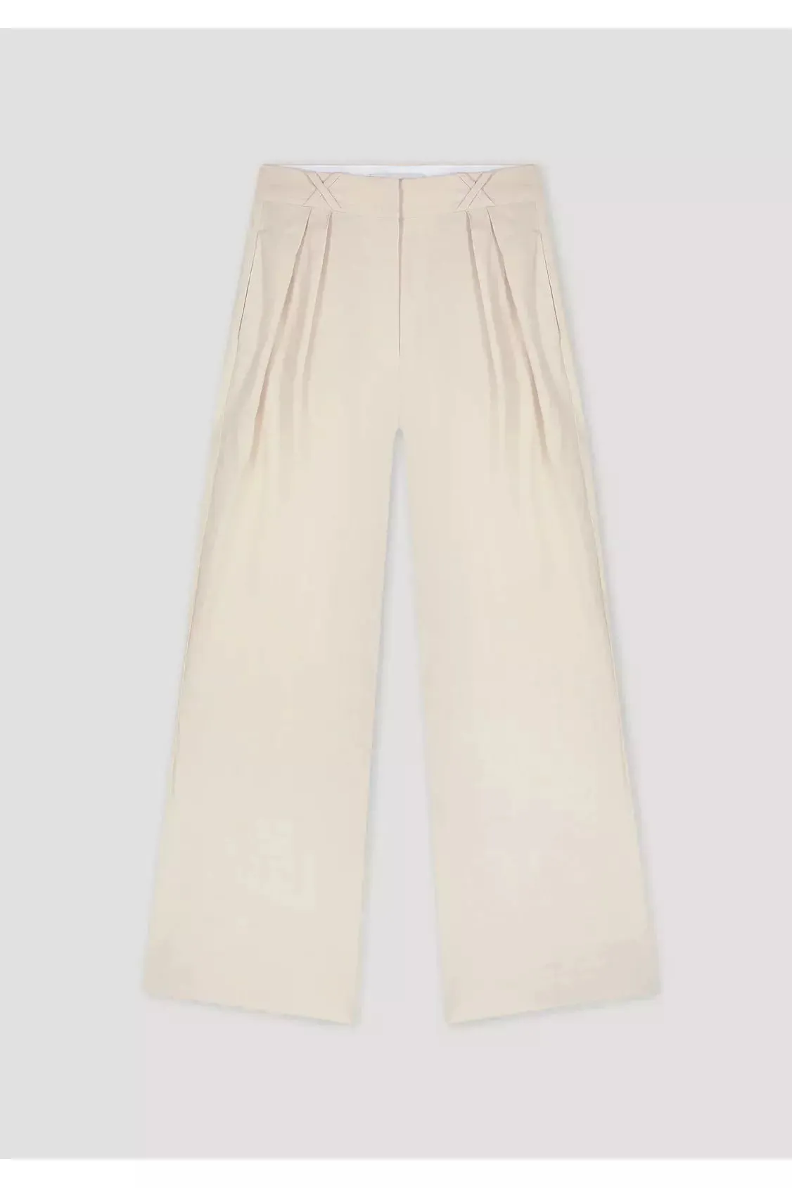 Tailored Linen-Blend Trousers - Cream