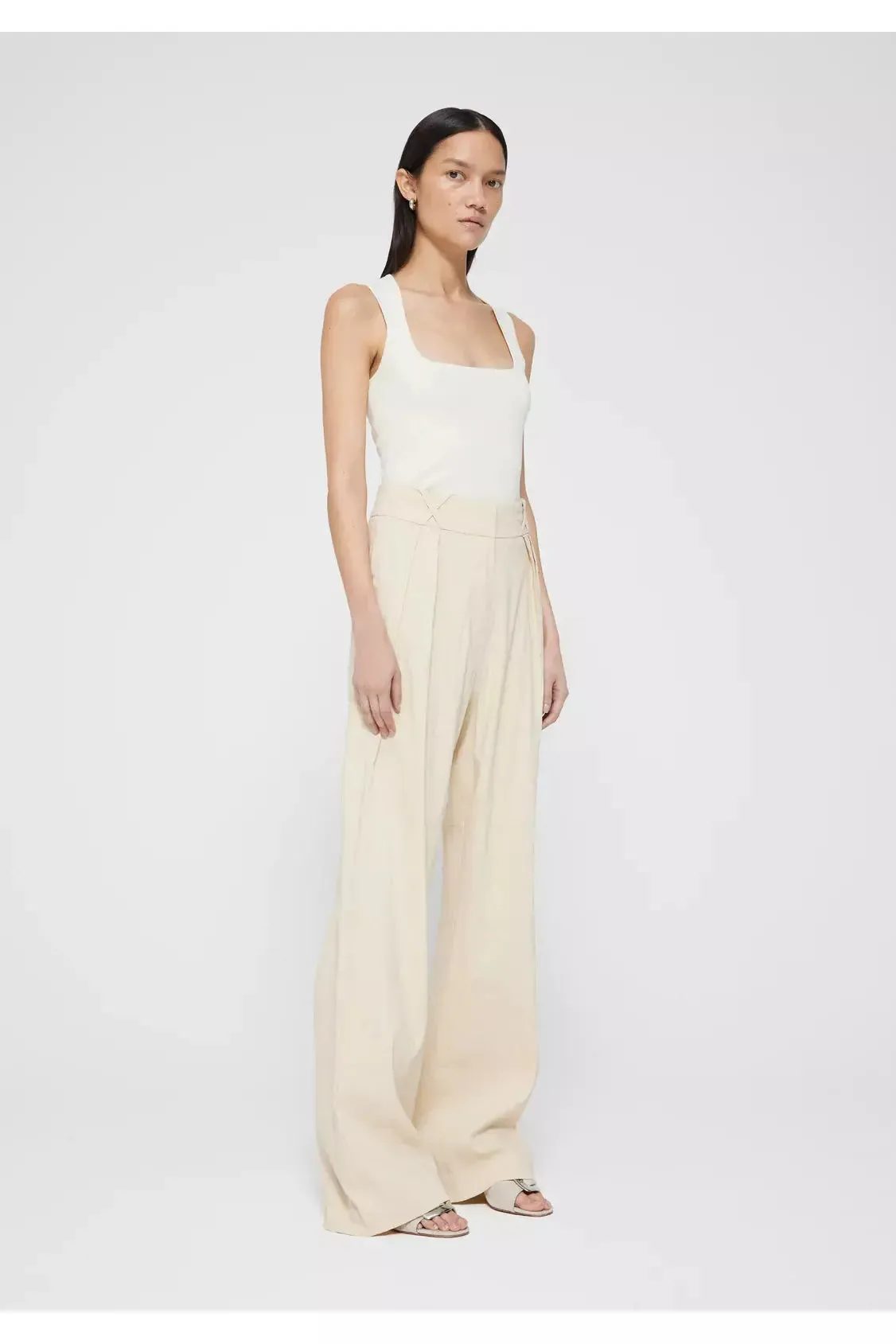 Tailored Linen-Blend Trousers - Cream