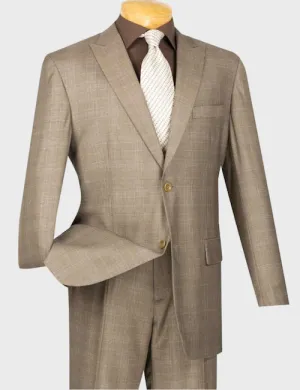 Tan Slim Fit Plaid Suit