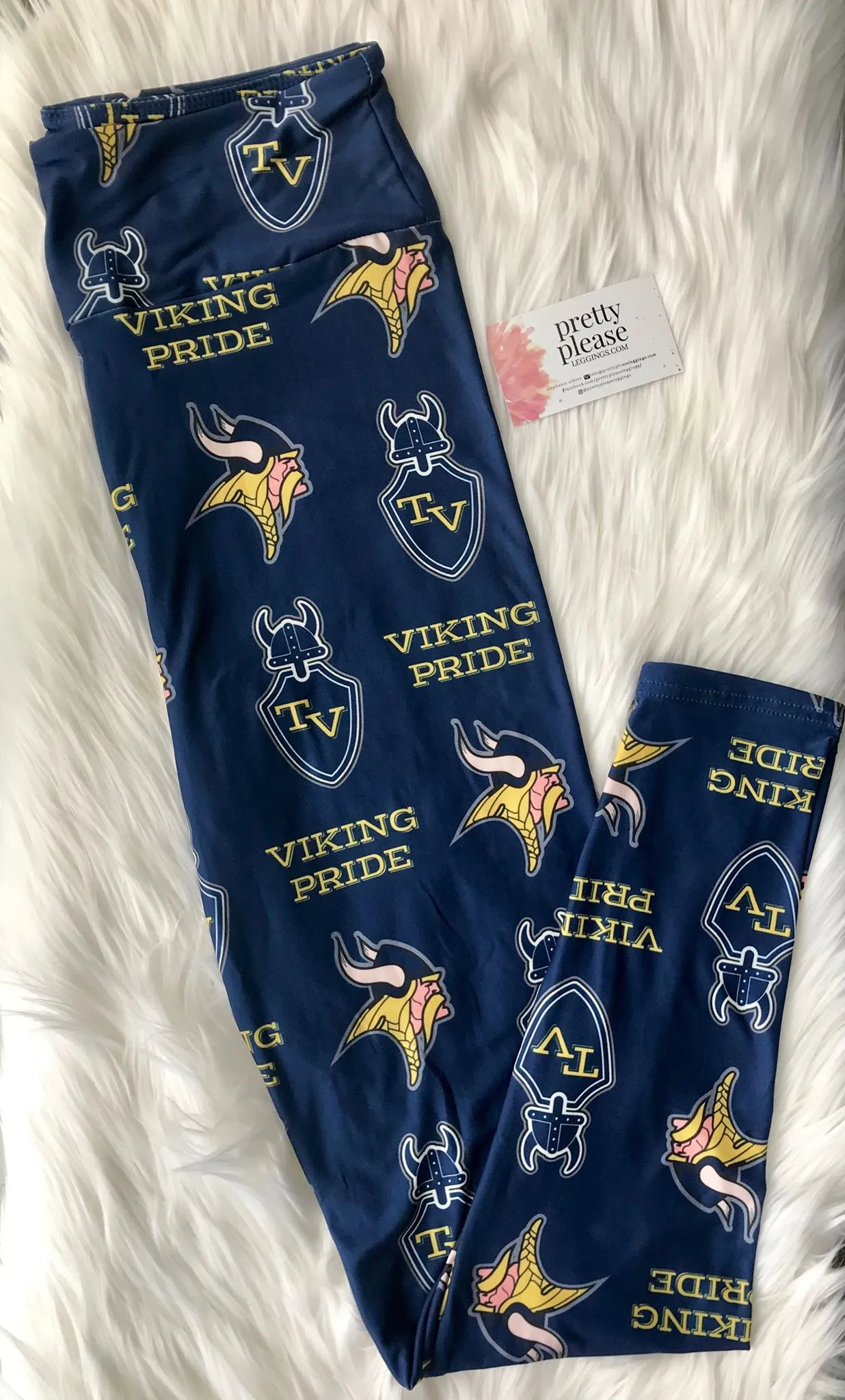 Teays Valley Vikings School Football SOFT Yoga Band Leggings OS TC Plus rts