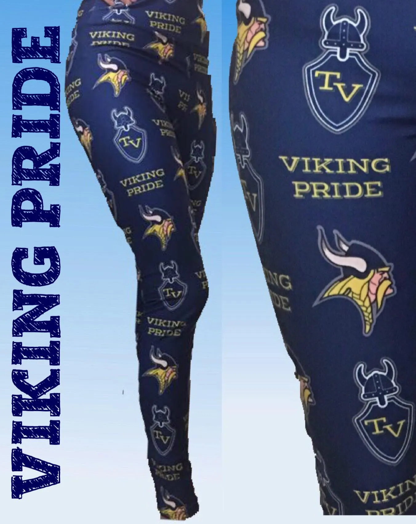 Teays Valley Vikings School Football SOFT Yoga Band Leggings OS TC Plus rts