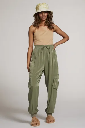 Textured satin cargo pants