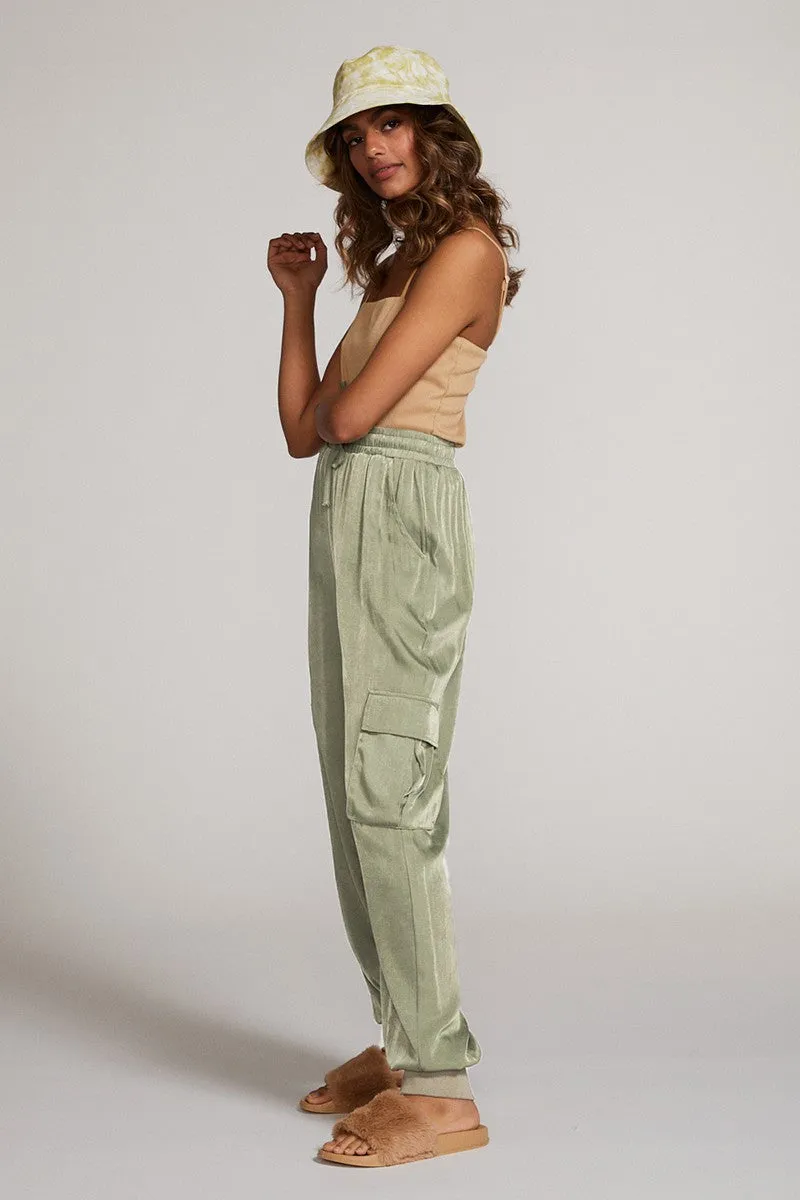 Textured satin cargo pants