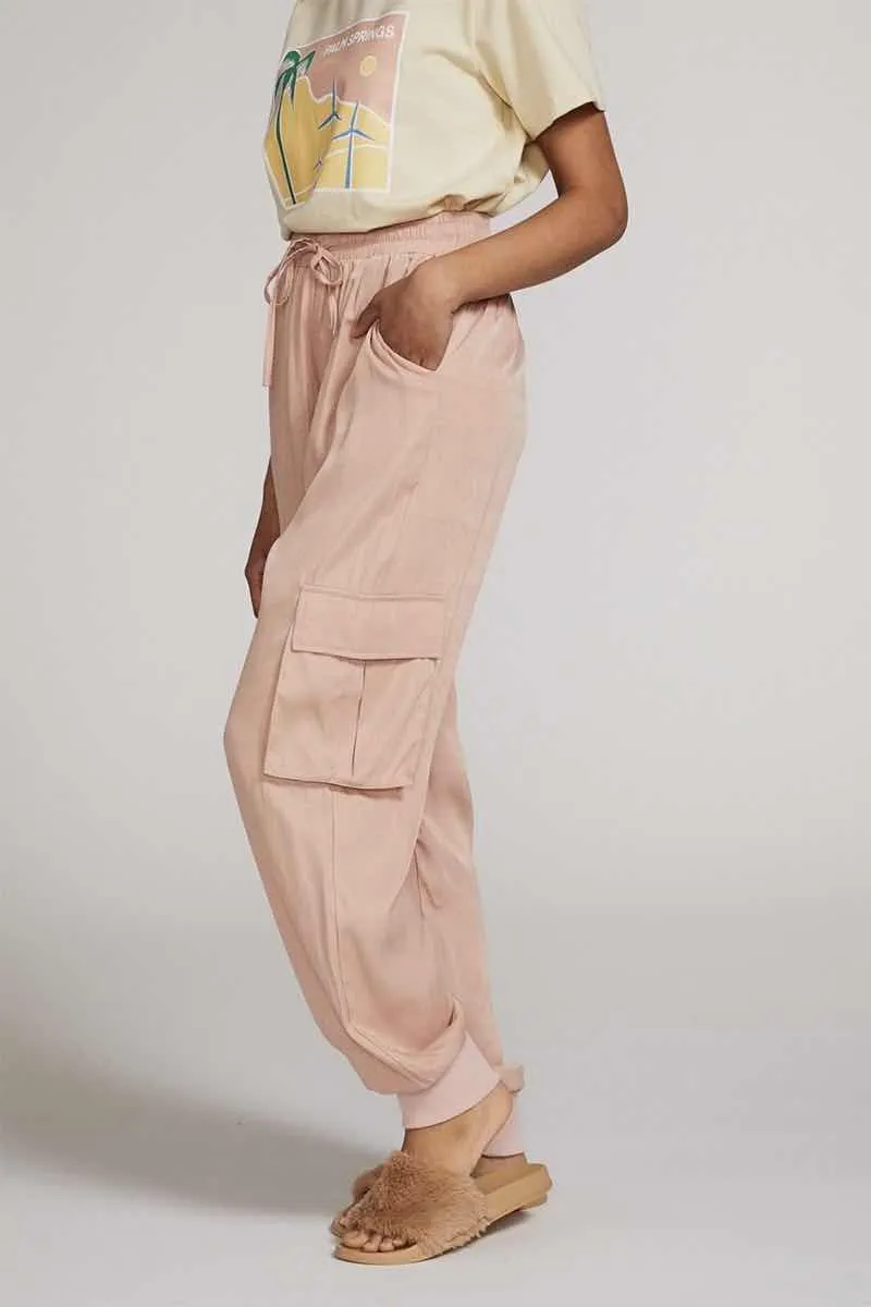 Textured satin cargo pants