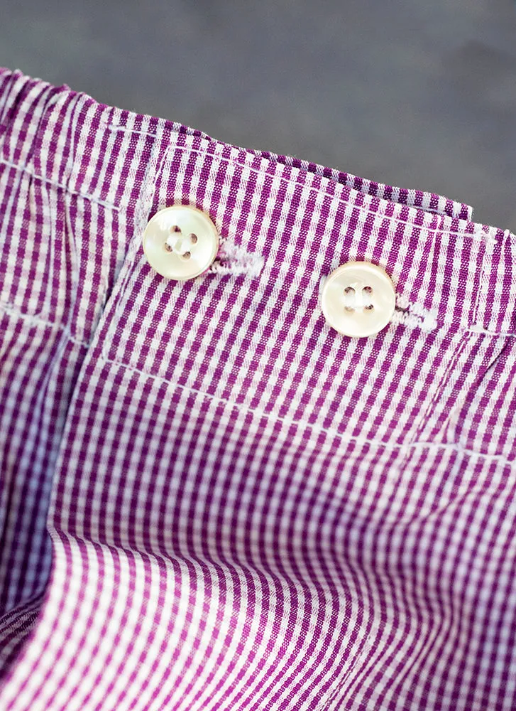 The Perfect Fashion Boxer Short in Purple and White Micro Check