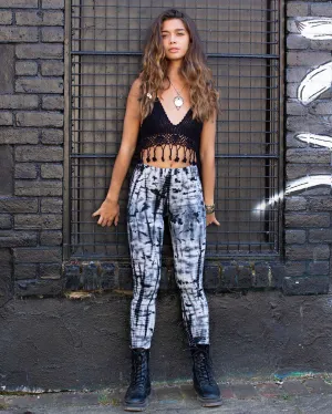 Tie Dye Snakeskin Leggings White/Black