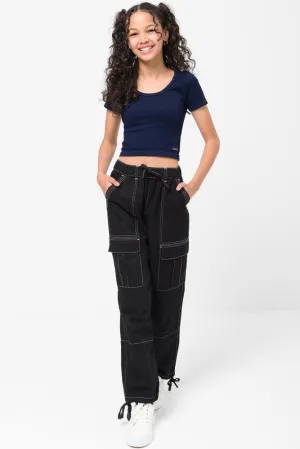 Twill Trouser With Contrast Top Stitch Black