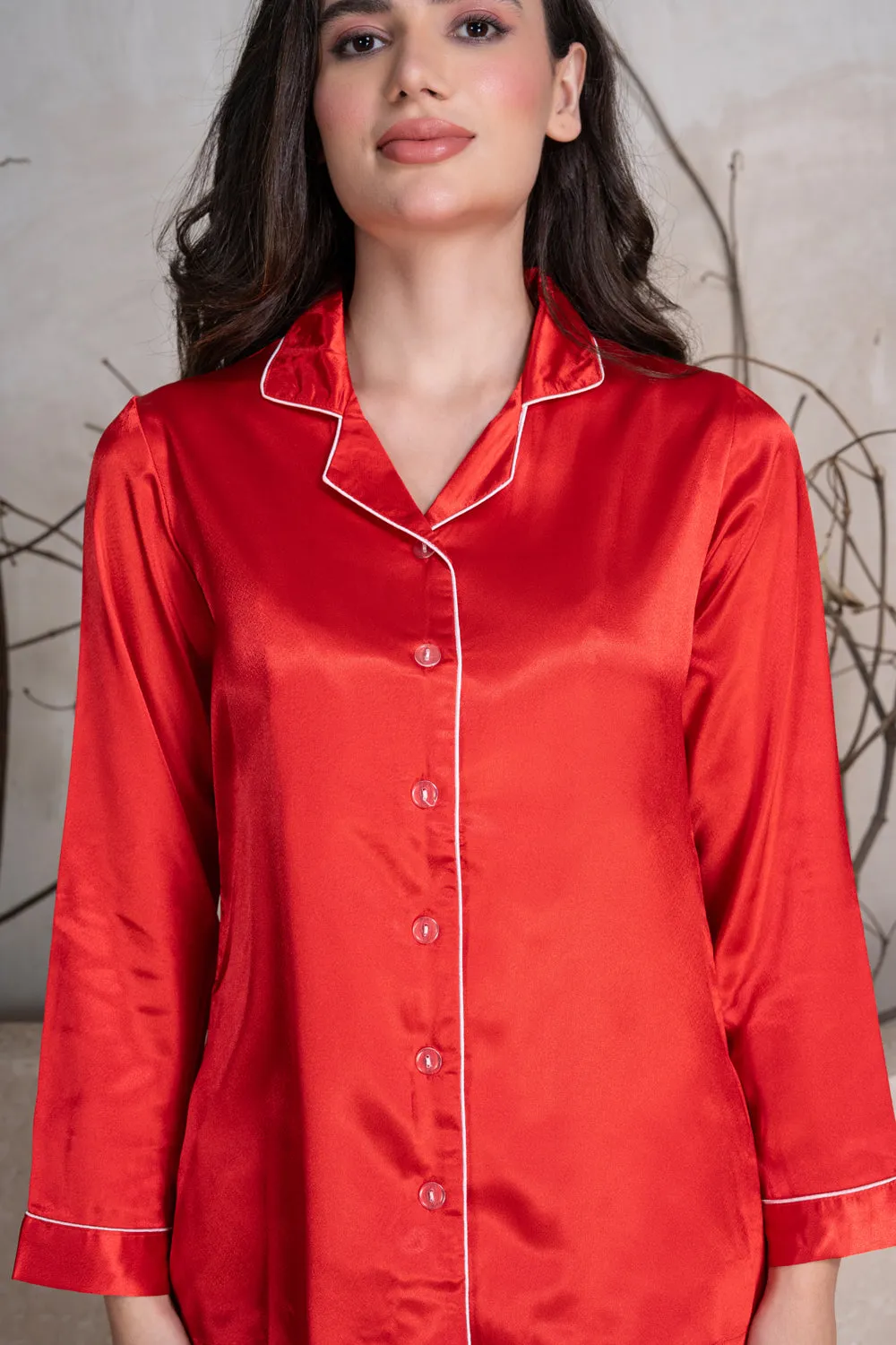 Valentine Red classic collar Pj set