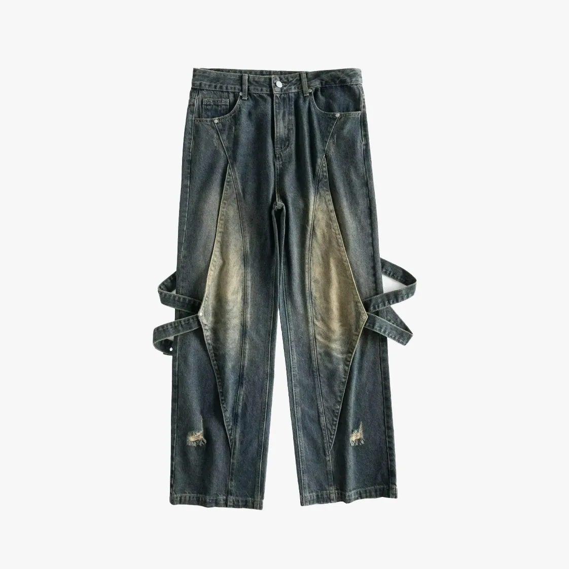 Vintage Straight-Leg Distressed Jeans