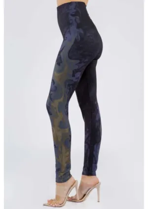 Water Color High Waist Leggings Made in USA - Clearance Final Sale