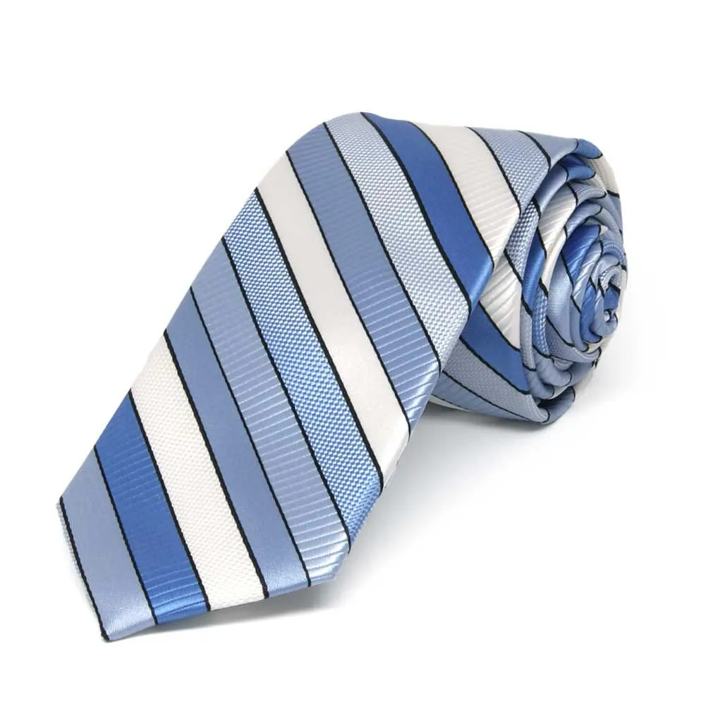 Wave Blue Douglas Striped Slim Necktie, 2.5" Width