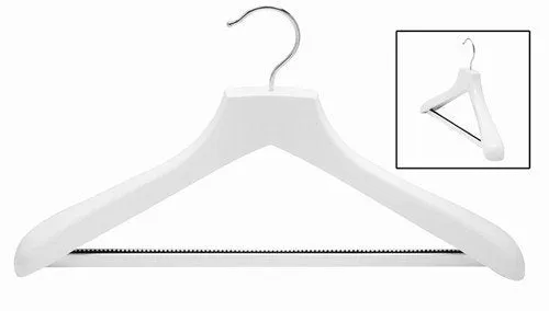 White Contoured Suit Hanger w/ Non-Slip Bar