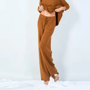 Wide-leg knit trousers wholesale