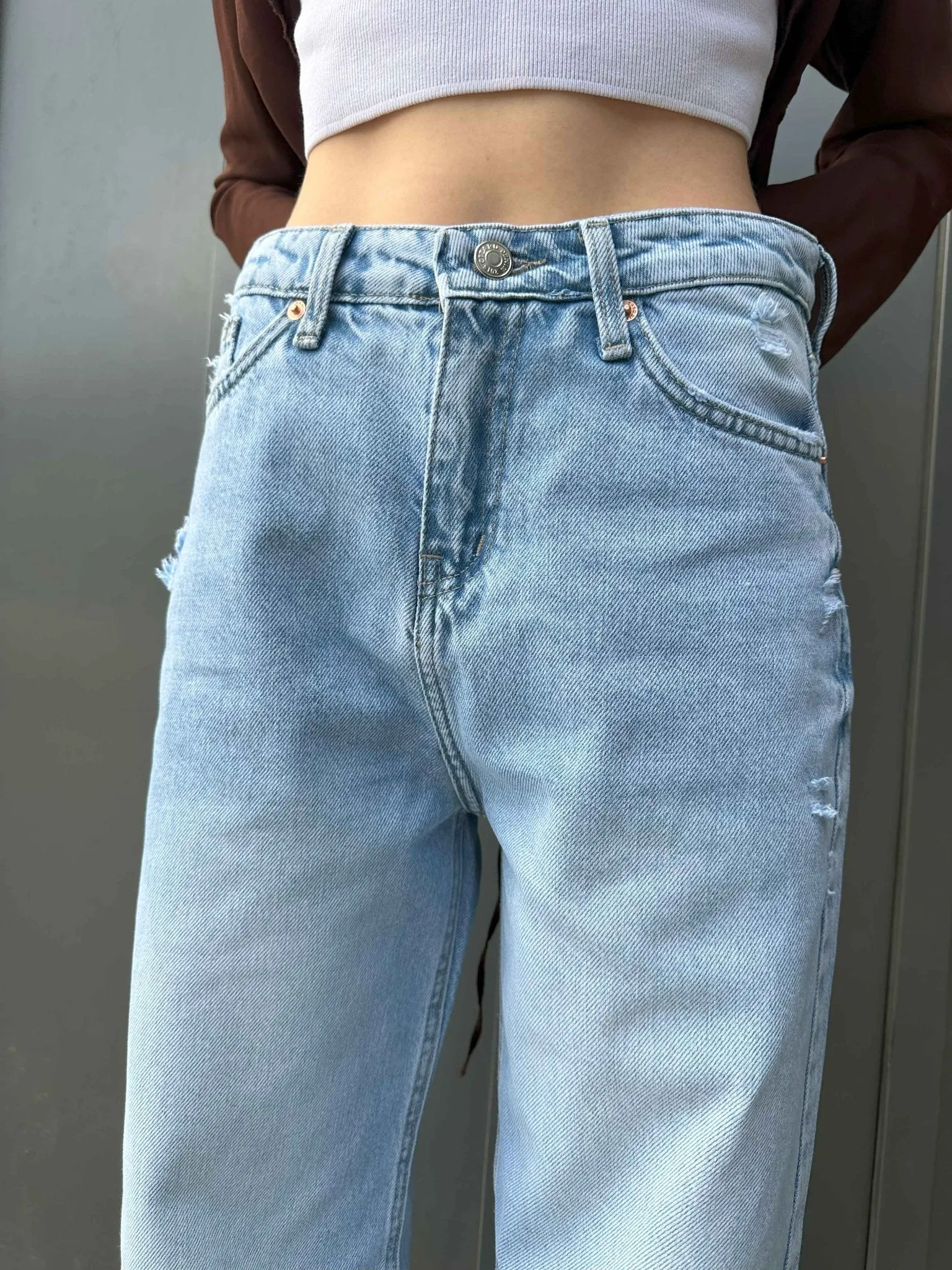 Wide Leg - Light Acid Wash Jeans.