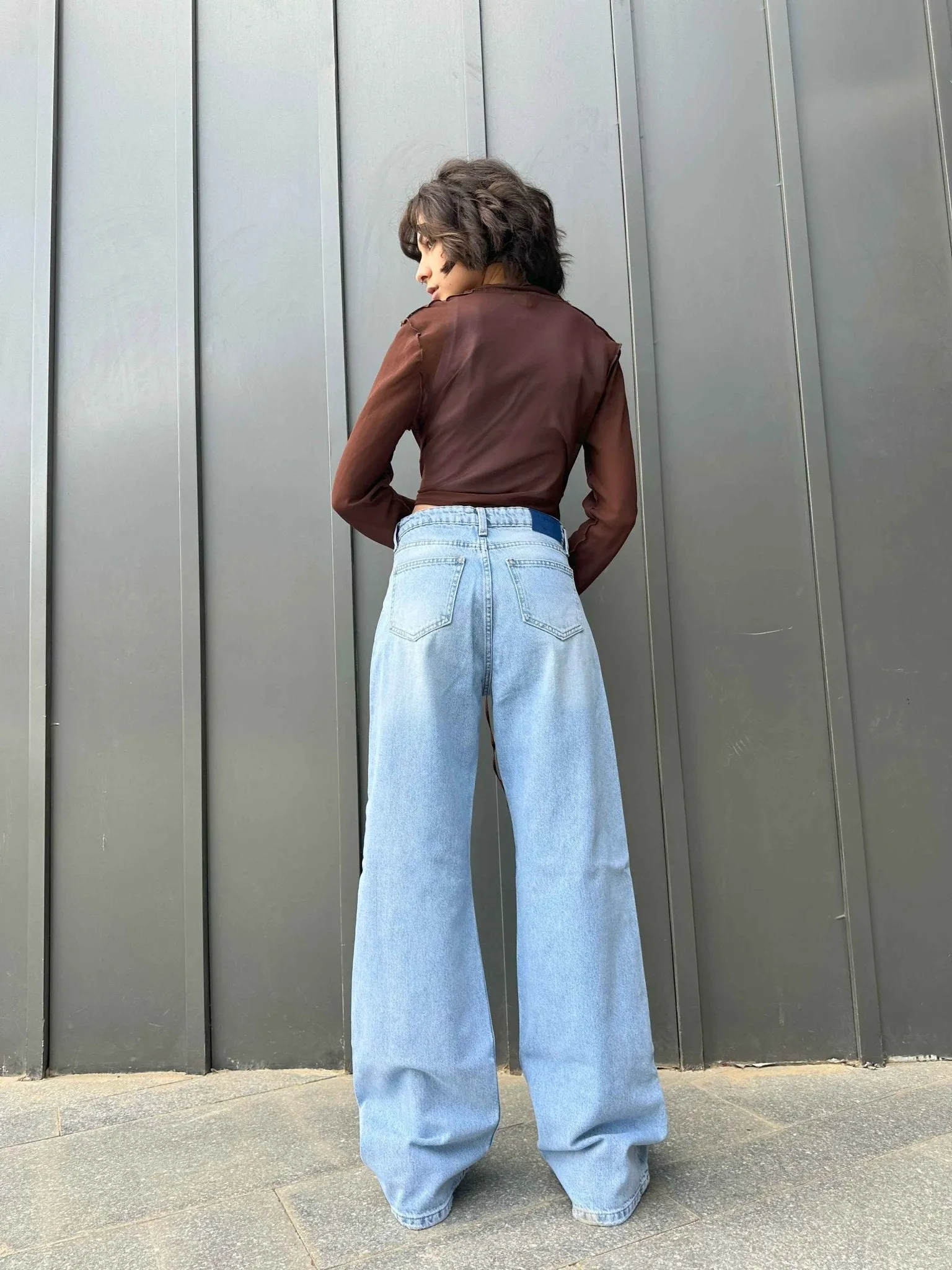 Wide Leg - Light Acid Wash Jeans.