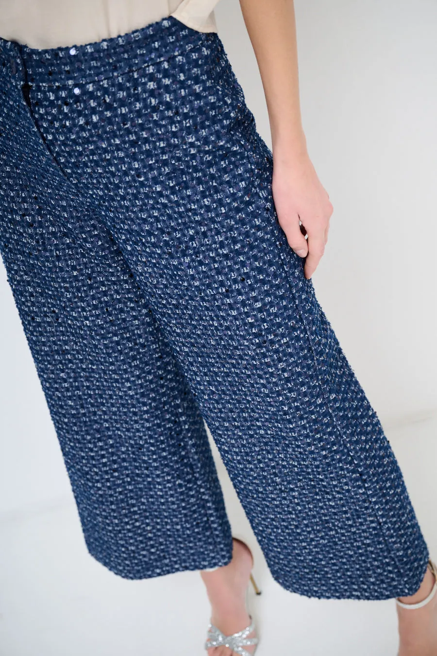 Wide-leg sequin trousers with high waist wholesale