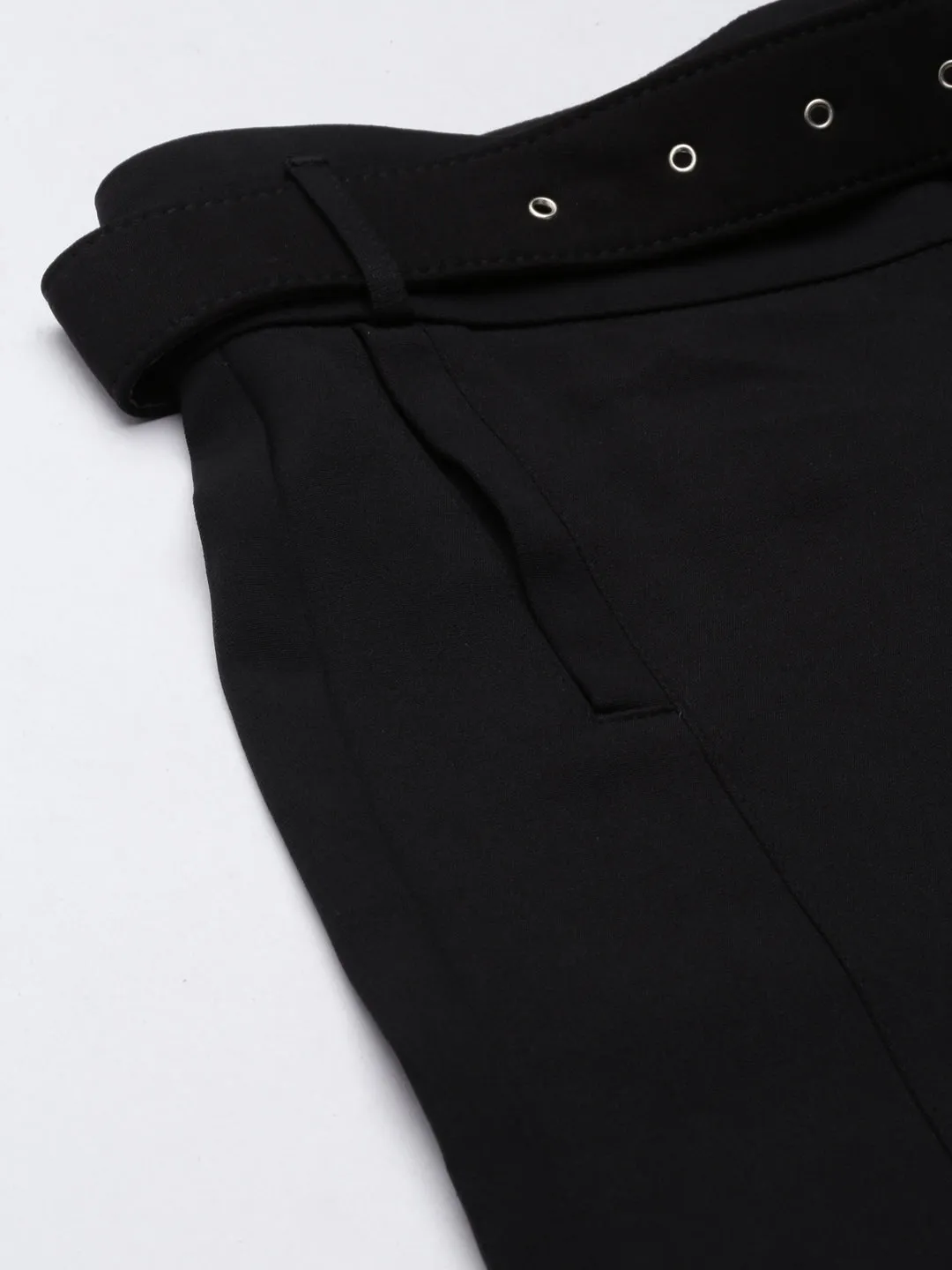 Women Black Solid Formal Trouser