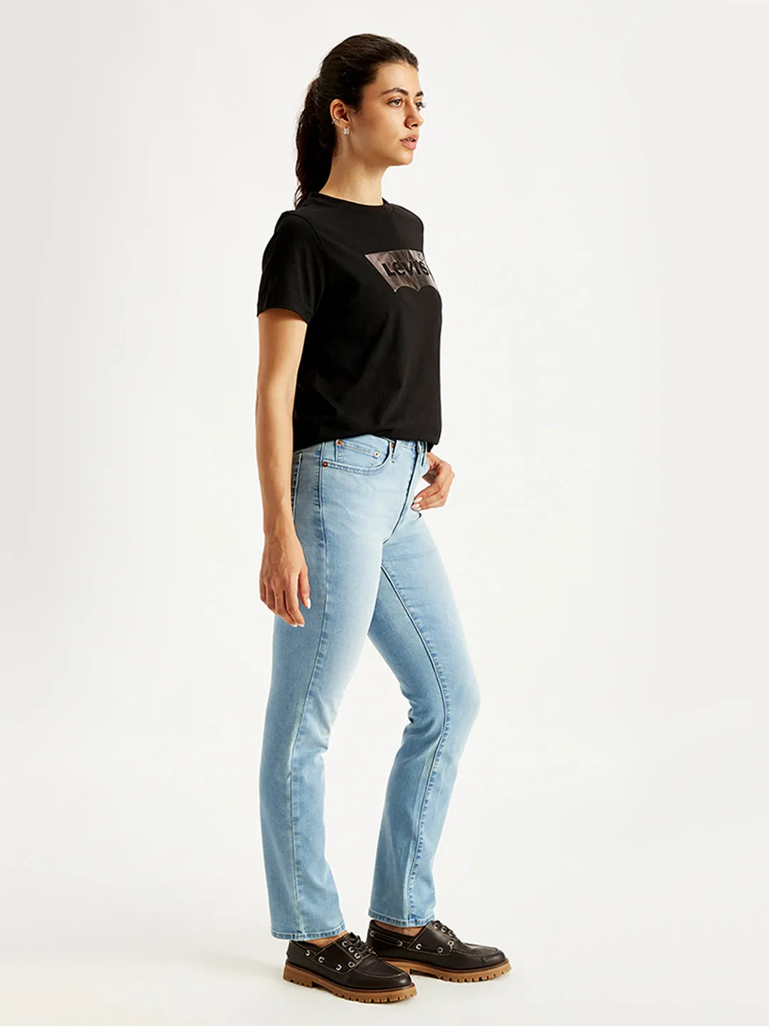 Women's High Rise 724 Slim Fit Light Blue Jeans